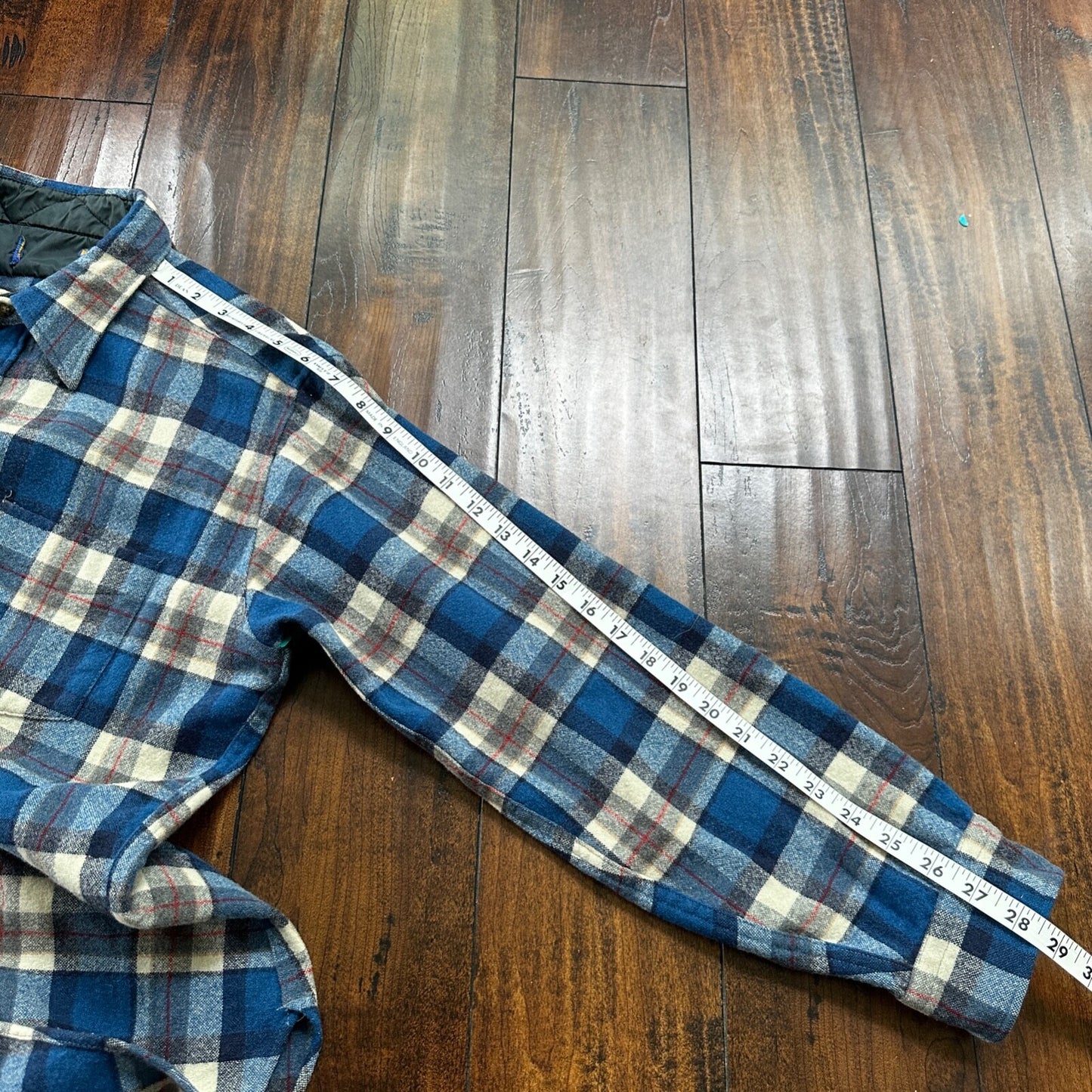 PENDLETON VTG LODGE WOOL FLANNEL L/S SHIRT 80s 70s USA Plaid sz L Shirt