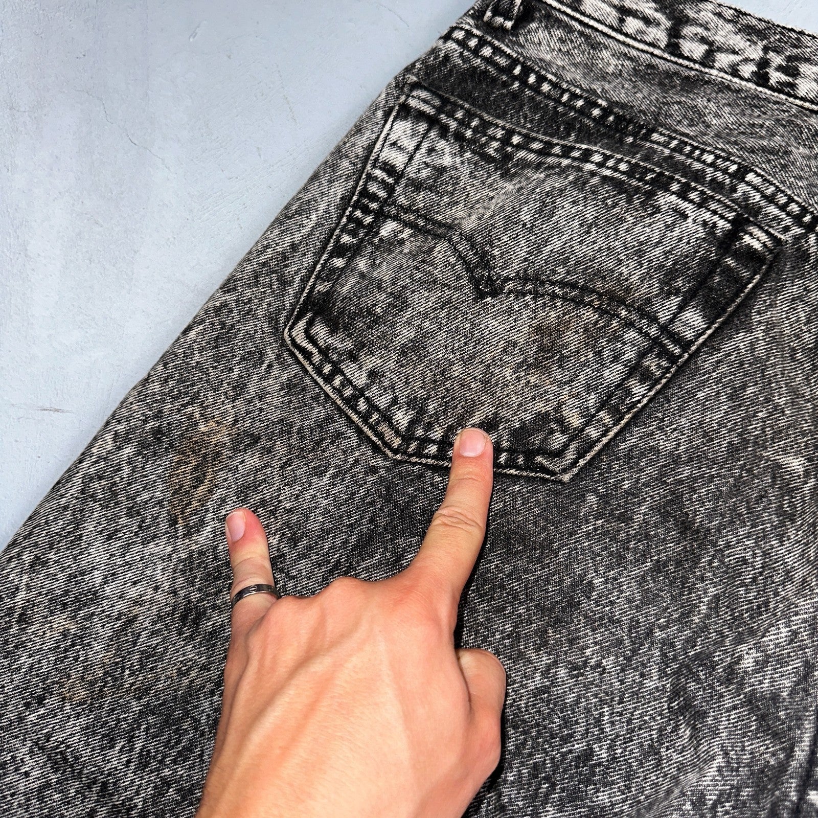 Levis 501 Vintage 80s USA XX Straight Leg Jeans Gray Acid Wash 36x30 Act 34x29