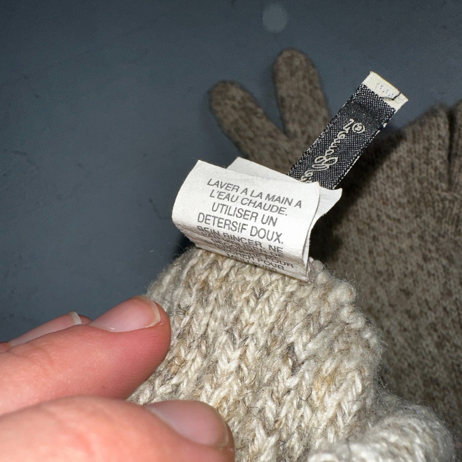 Eddie Bauer Wool Gloves Small Med Charcoal Black Gray Winter VTG Made In USA