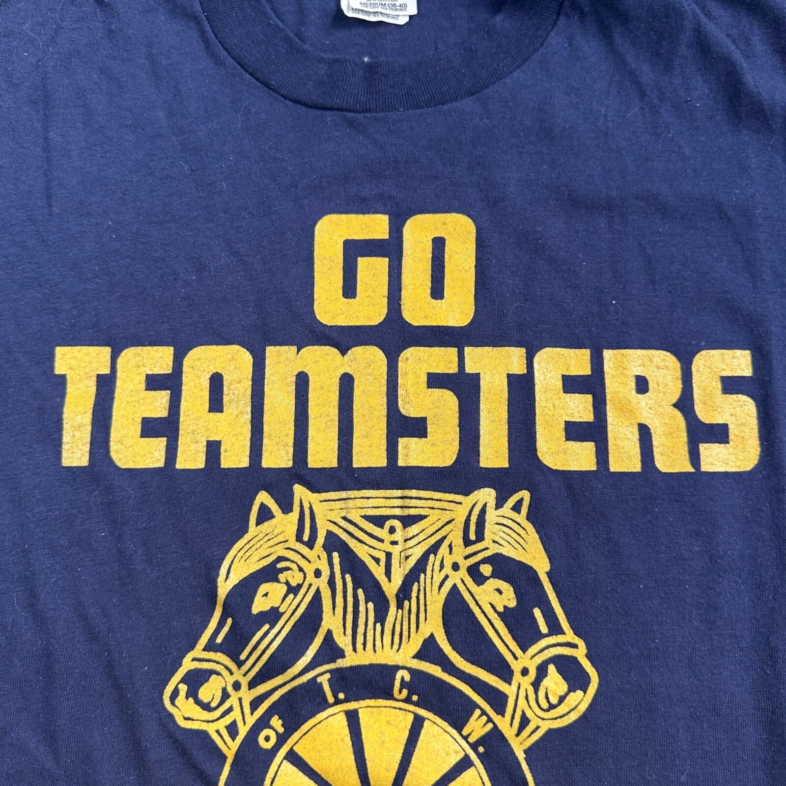 Go Teamsters 70s Navy Stedman VTG T Shirt Horses Animals Oakland Cool Random