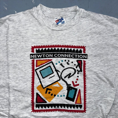 Newton Connection Computer PC VTG T Shirt 90s Hanes Beefy Grey Rare Graphic