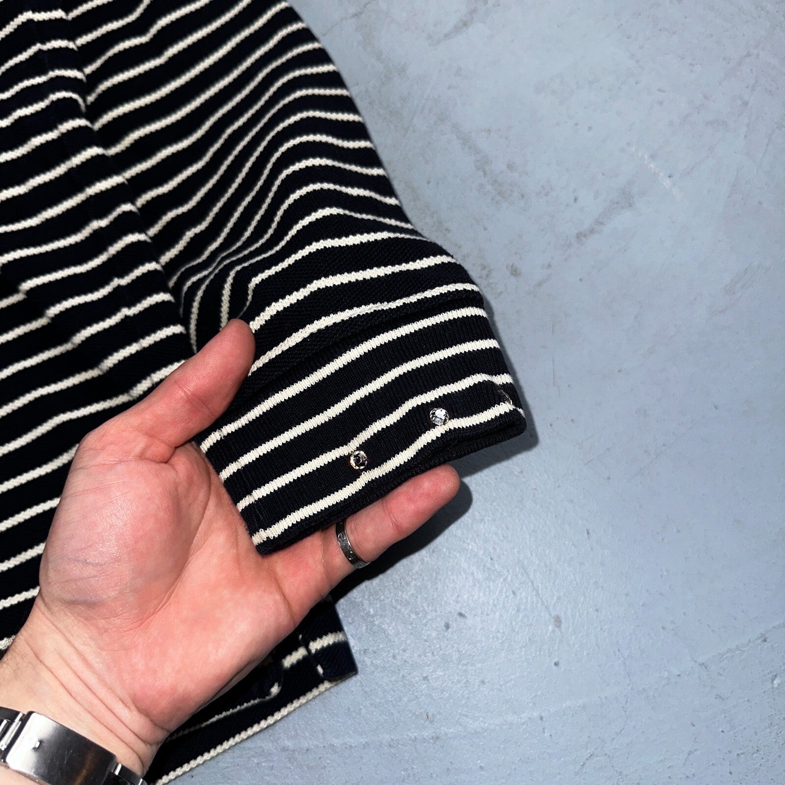 TOMMY HILFIGER Striped Turtleneck Long Sleeve XL Sparkles Added Custom VTG 90s