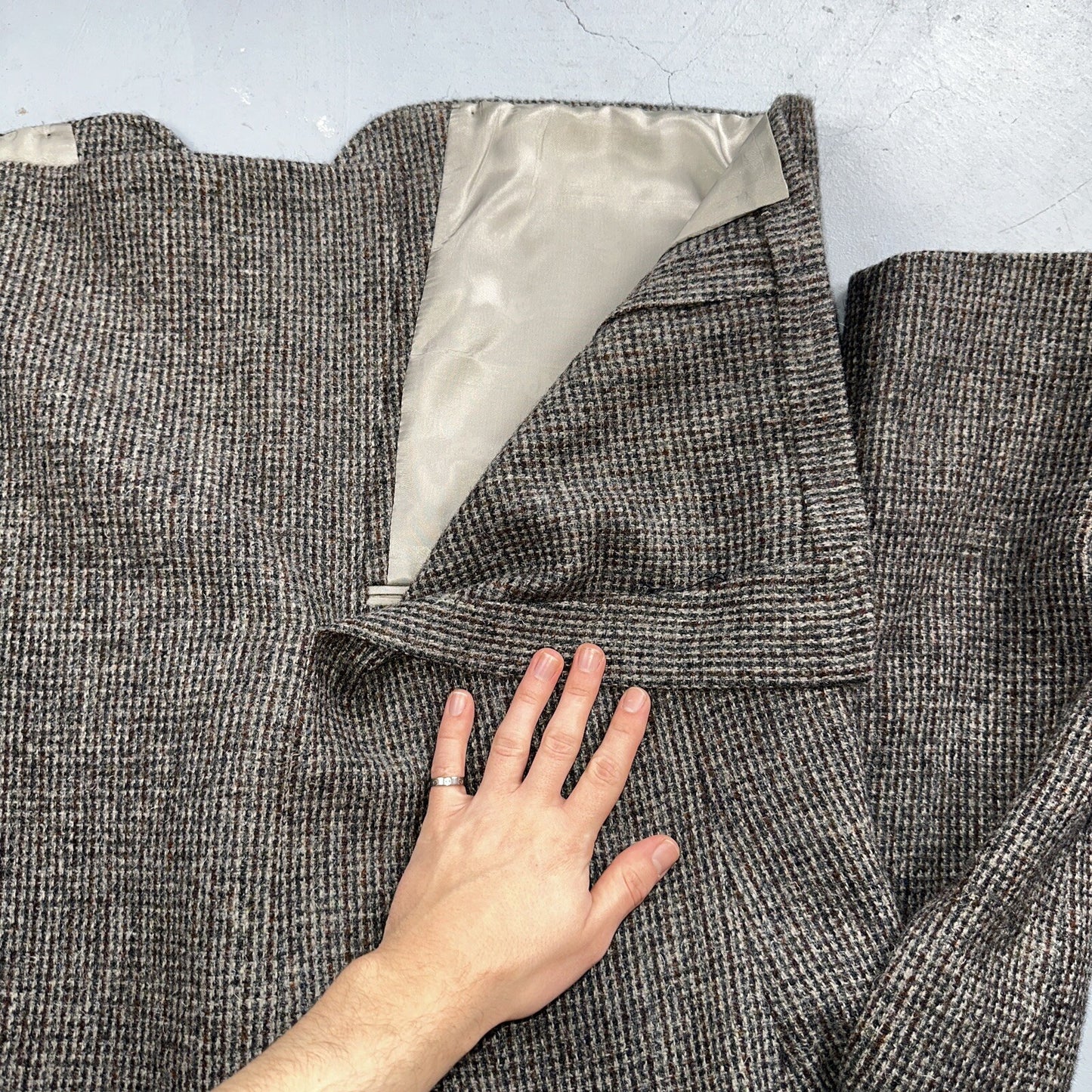 Norm Thompson VTG 80s Harris Tweed Preppy Wool Herringbone Blazer Jacket 42