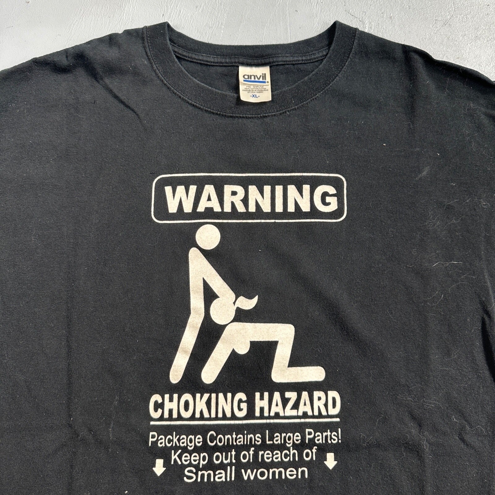 Warning Choking Punk VTG T Shirt Funny Pervert Joke Inappropriate Oral Gross