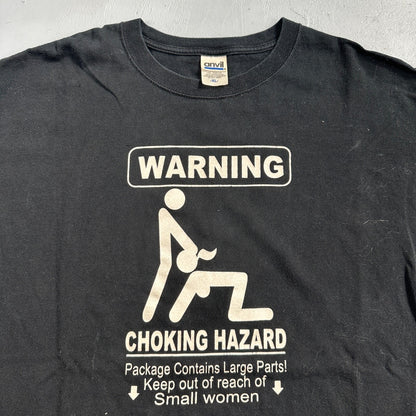 Warning Choking Punk VTG T Shirt Funny Pervert Joke Inappropriate Oral Gross