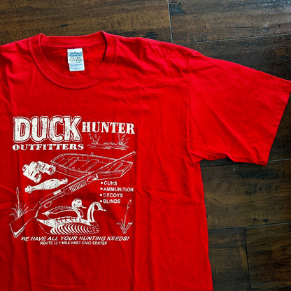 Duck Hunter Vintage T Shirt Swimming Canoe Row Gun Red Y2K Hunting Cool Country