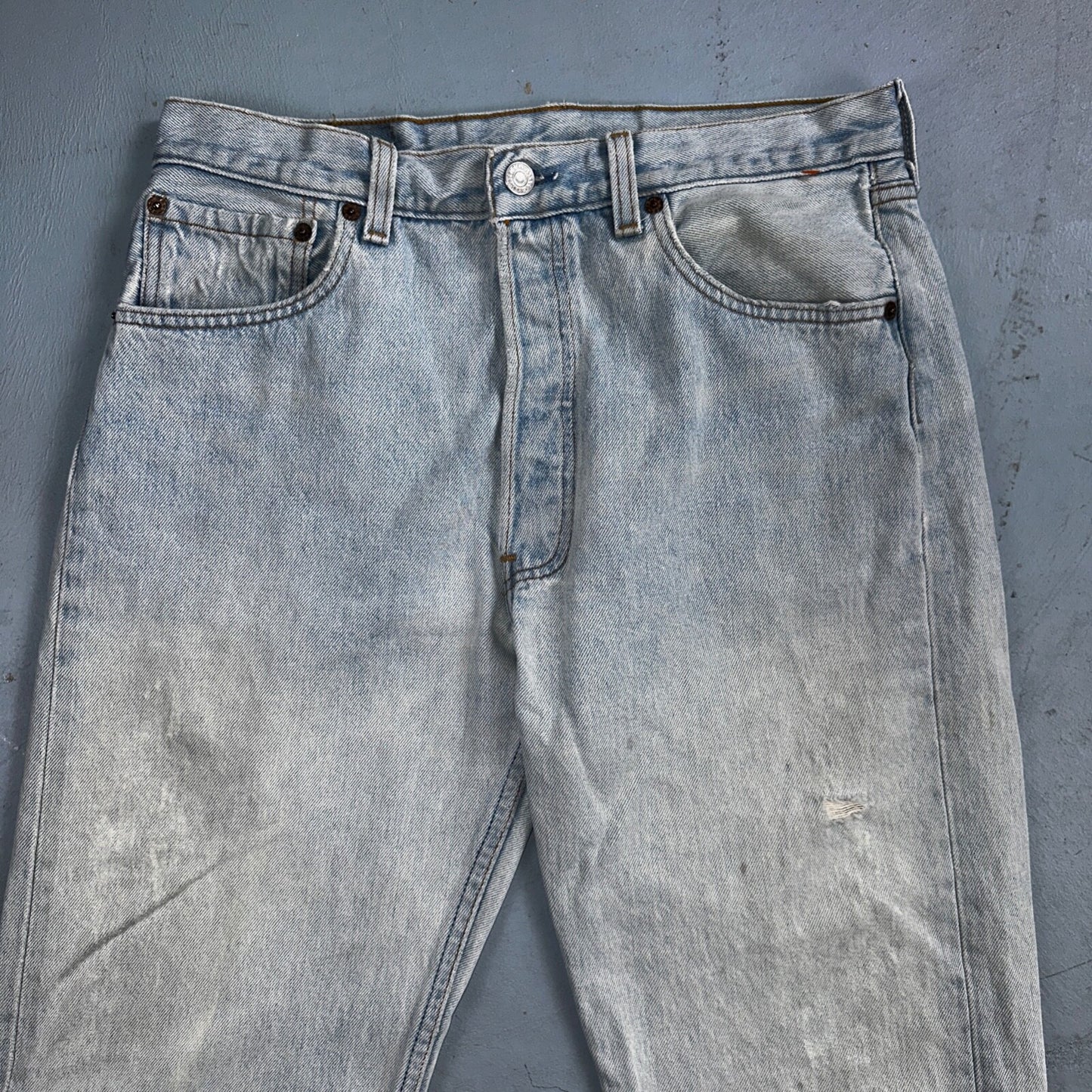 Levis 501 Vintage 90s USA XX Straight Leg Jeans Blue Light Wash 34x38 Act 30x33