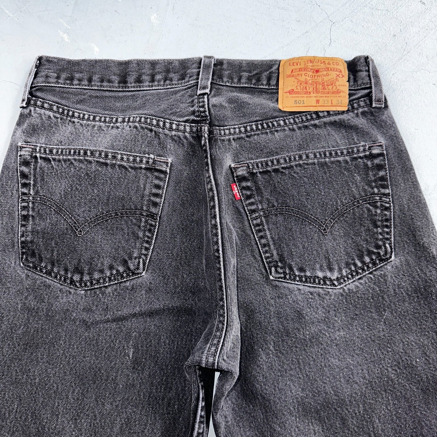 Levis 501 Vintage 80s USA XX Straight Leg Jeans Black Light Wash 33x34 Act 31x32