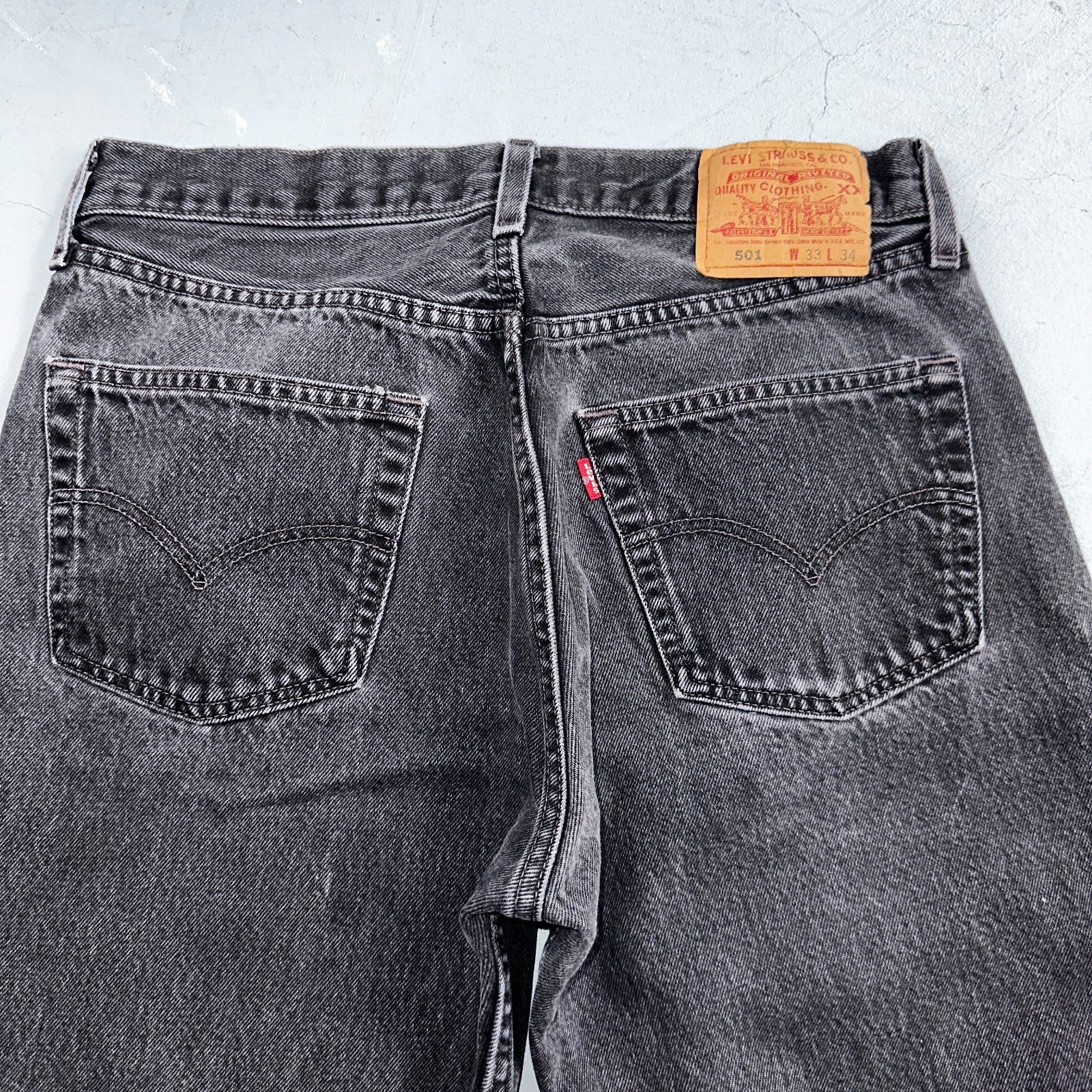 Levis 501 Vintage 80s USA XX Straight Leg Jeans Black Light Wash 33x34 Act 31x32