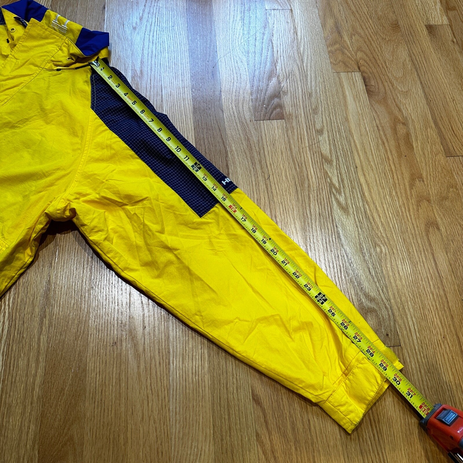 VTG 90s Tommy Hilfiger Yellow Lightweight Full Zip Rain Wind Jacket Sailing Boat