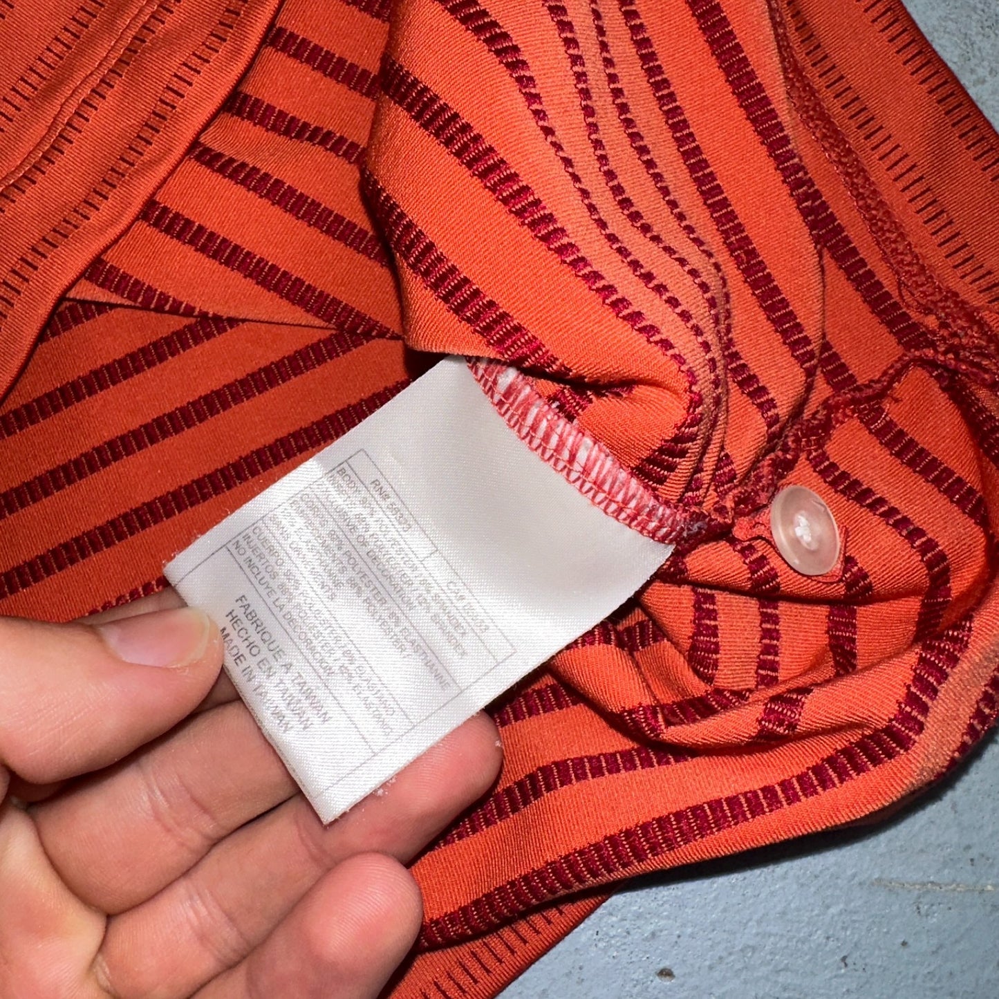 Nike Golf Dri Fit Orange Striped Polo Shirt L Large Vintage Style Sports