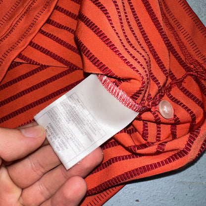 Nike Golf Dri Fit Orange Striped Polo Shirt L Large Vintage Style Sports