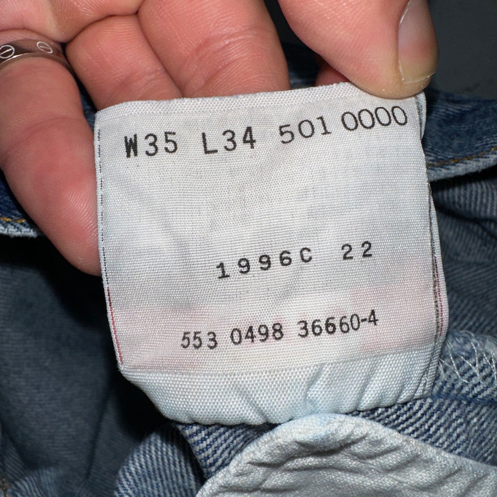 Levis 501 Vintage 90s USA XX Straight Leg Jeans Blue Light Wash 35x34 Act 32x30