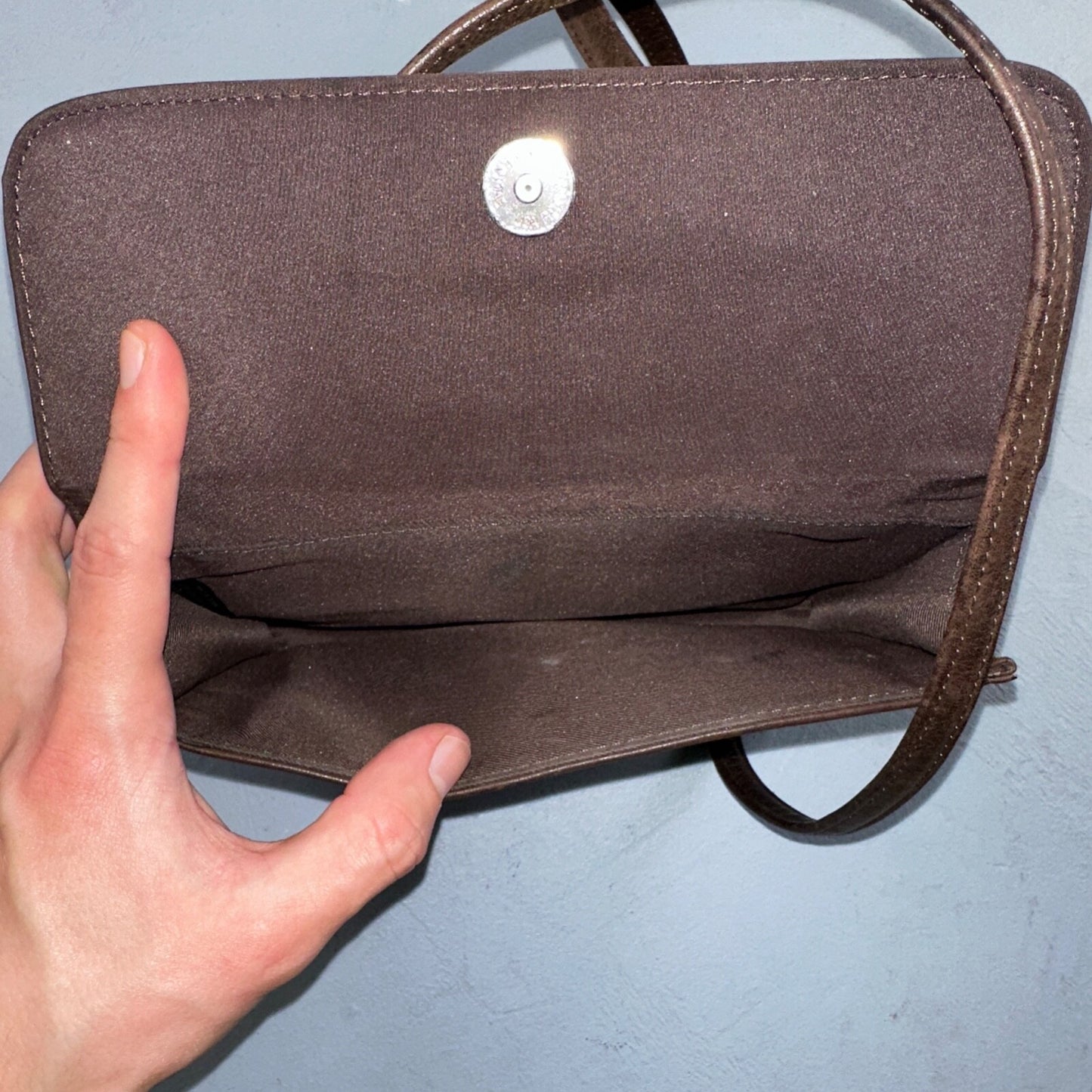 Vintage Fossil Y2K 2000 90's Brown Leather Satchel Shoulder Bag Purse