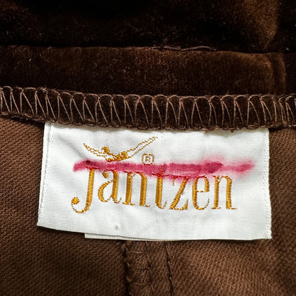 VTG Jantzen 1970s Pants 23x30 Brown Velour High Waist Flair Rockabilly 8