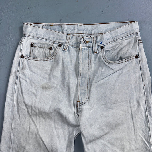 Levis 501 Vintage 90s USA XX Straight Leg Jeans Blue Light Wash 32x34 Act 29x26
