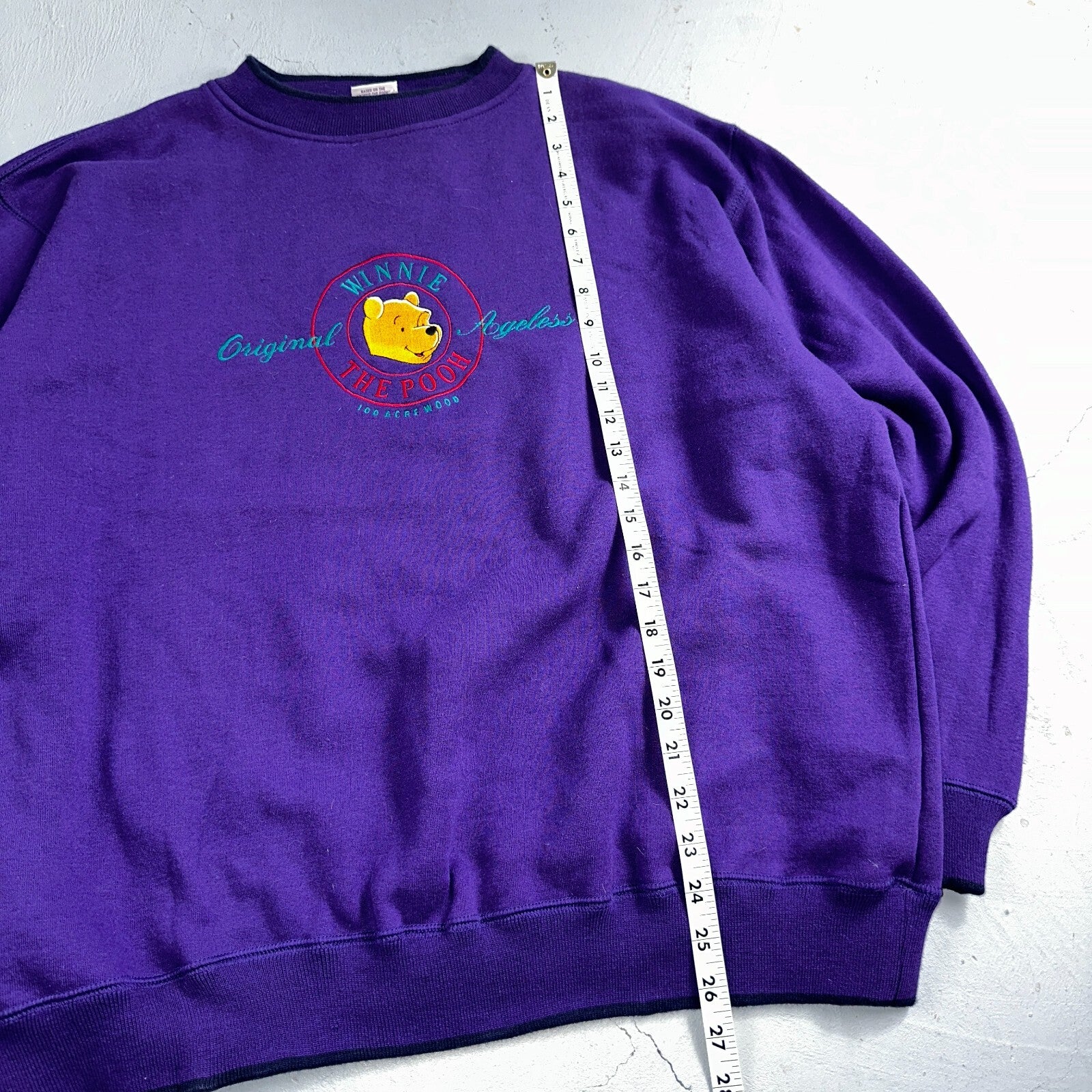 Pooh VTG Acrewood Purple Crew Neck Sweatshirt XL Embroidered 90s Cute Bear