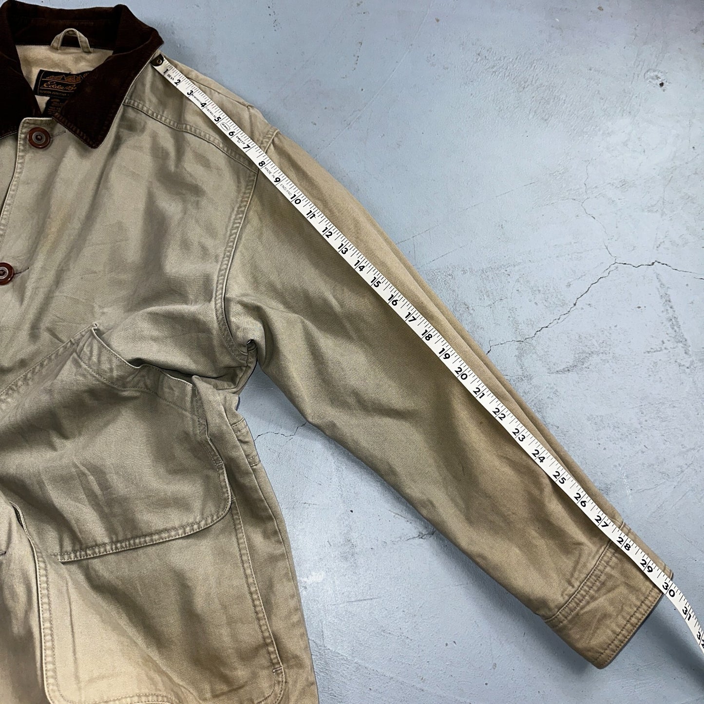 Eddie Bauer Jacket Mens M Tan Brown Chore Barn Field Coat Canvas Outdoor VTG