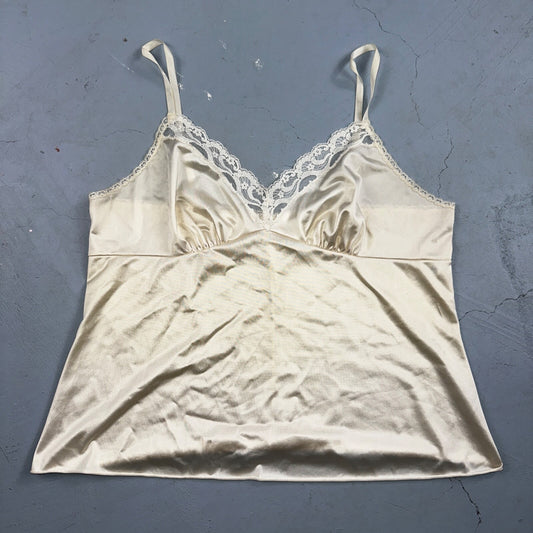 VTG Vanity Fair 1970s Lingerie Slip Dress Sleepwear Full Sweep Crop Lace