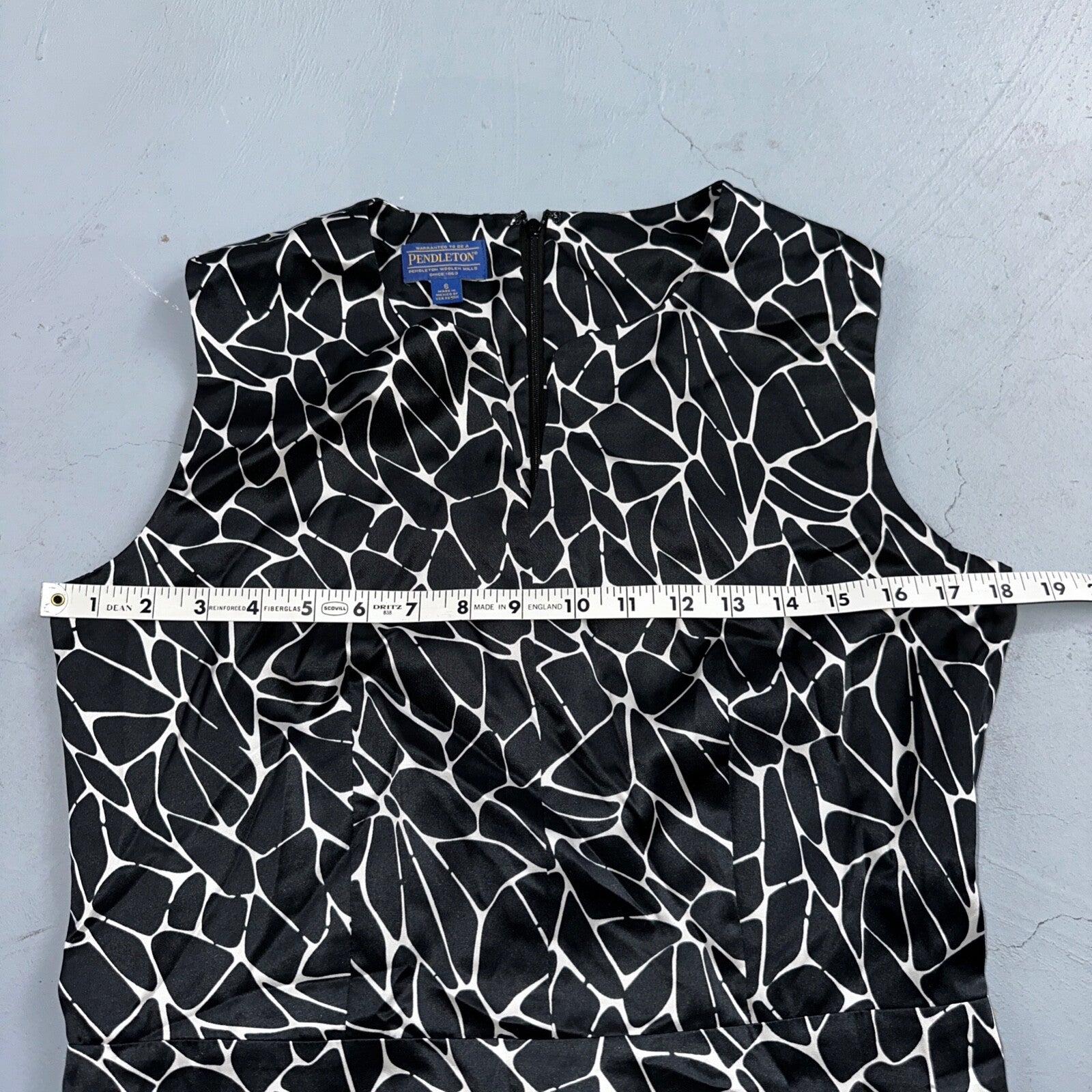 Pendleton Women's Size 6 Silk Blend Sleeveless Black White Fit N Flare Dress