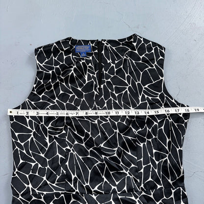 Pendleton Women's Size 6 Silk Blend Sleeveless Black White Fit N Flare Dress