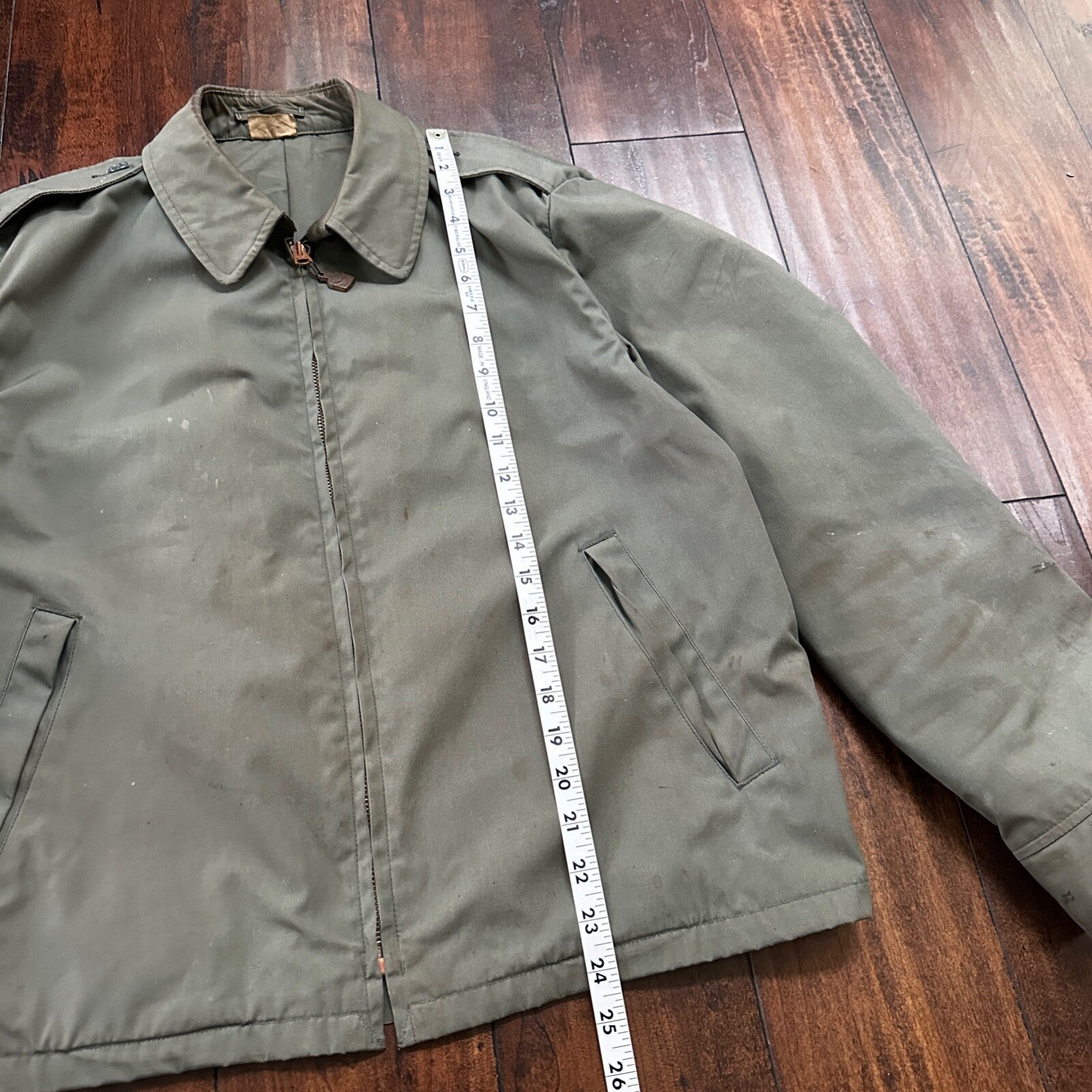 VTG 1960s AG-274 Military Green Water Repellent Jacket 42R Gabardine Rockabilly