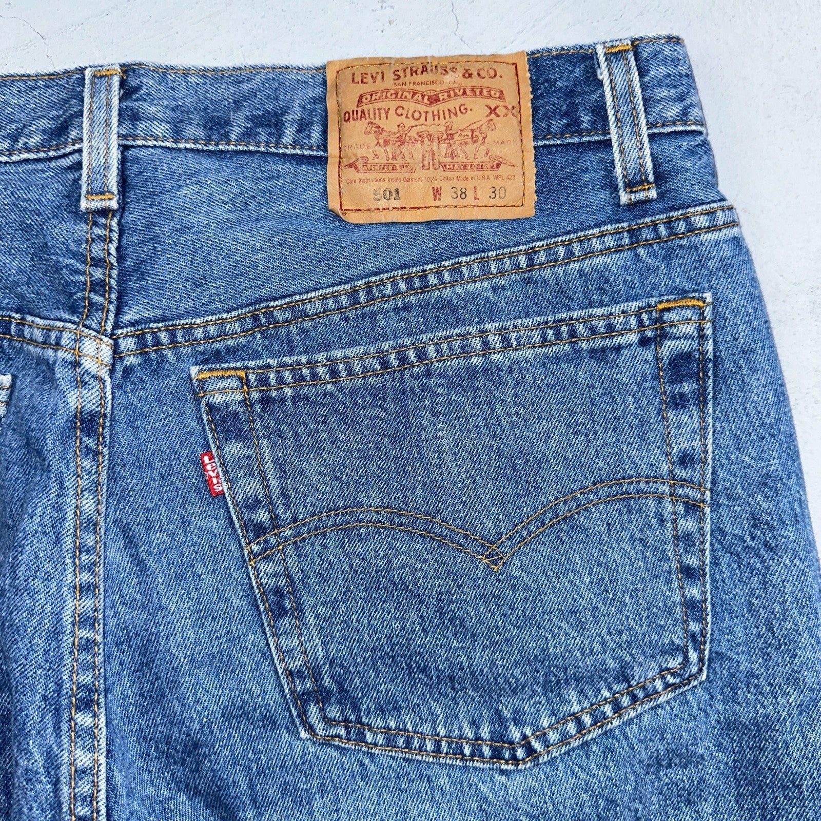 Levis 501 Vintage 90s USA XX Straight Leg Jeans Blue Med Wash 38x30 Act 36x29