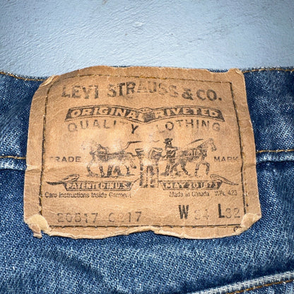 Levis 517 Vintage 90s Canada Orange Tab Bootcut Flare Blue Worn Jeans Act 33x30