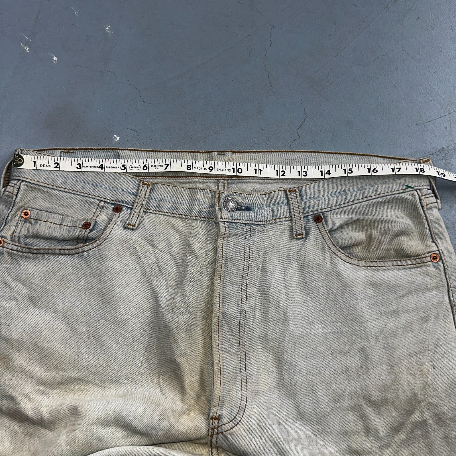 Levis 501 Vintage 90s UK Straight Leg Jeans Blue Light Wash 38x36 Act 37x30