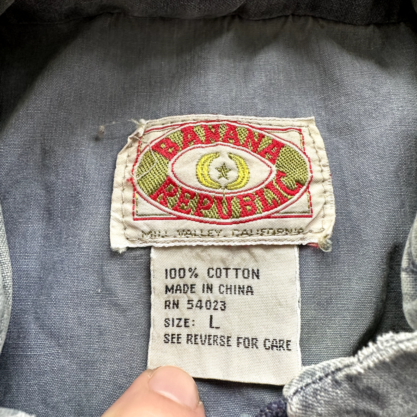 Banana Republic VINTAGE Safari Vest Mens Large Blue Pockets Cargo 90s Zipper