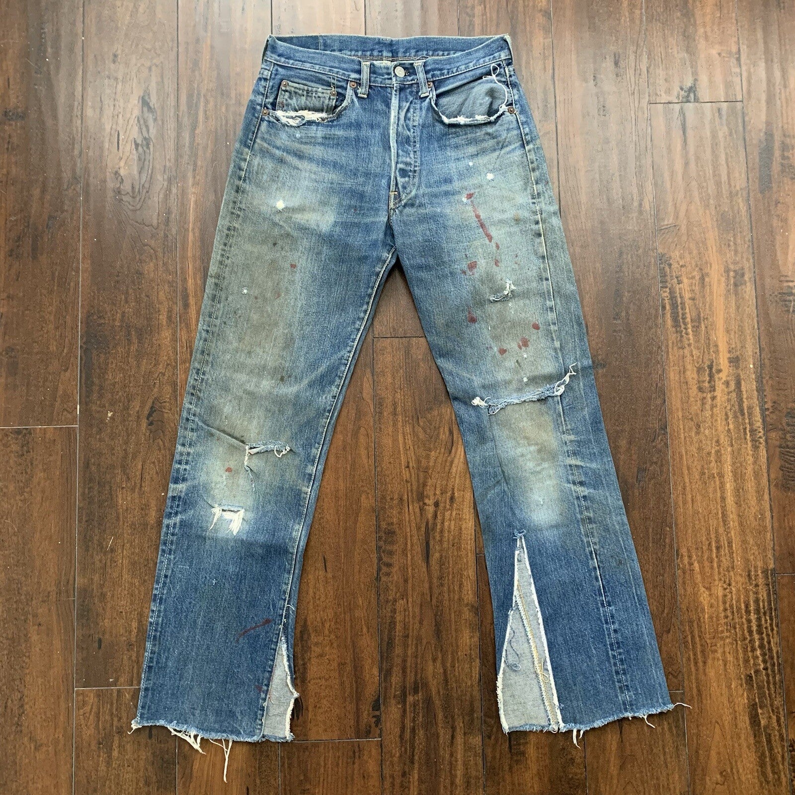 Vintage LEVIS 501 Big E Jeans Selvedge Redline 1960s 60s Distressed 29x29 Thrash