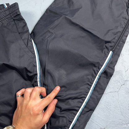 Nike VTG Y2K Windbreaker Track Pants Ankle Zip Unlined Black 1990s Essential