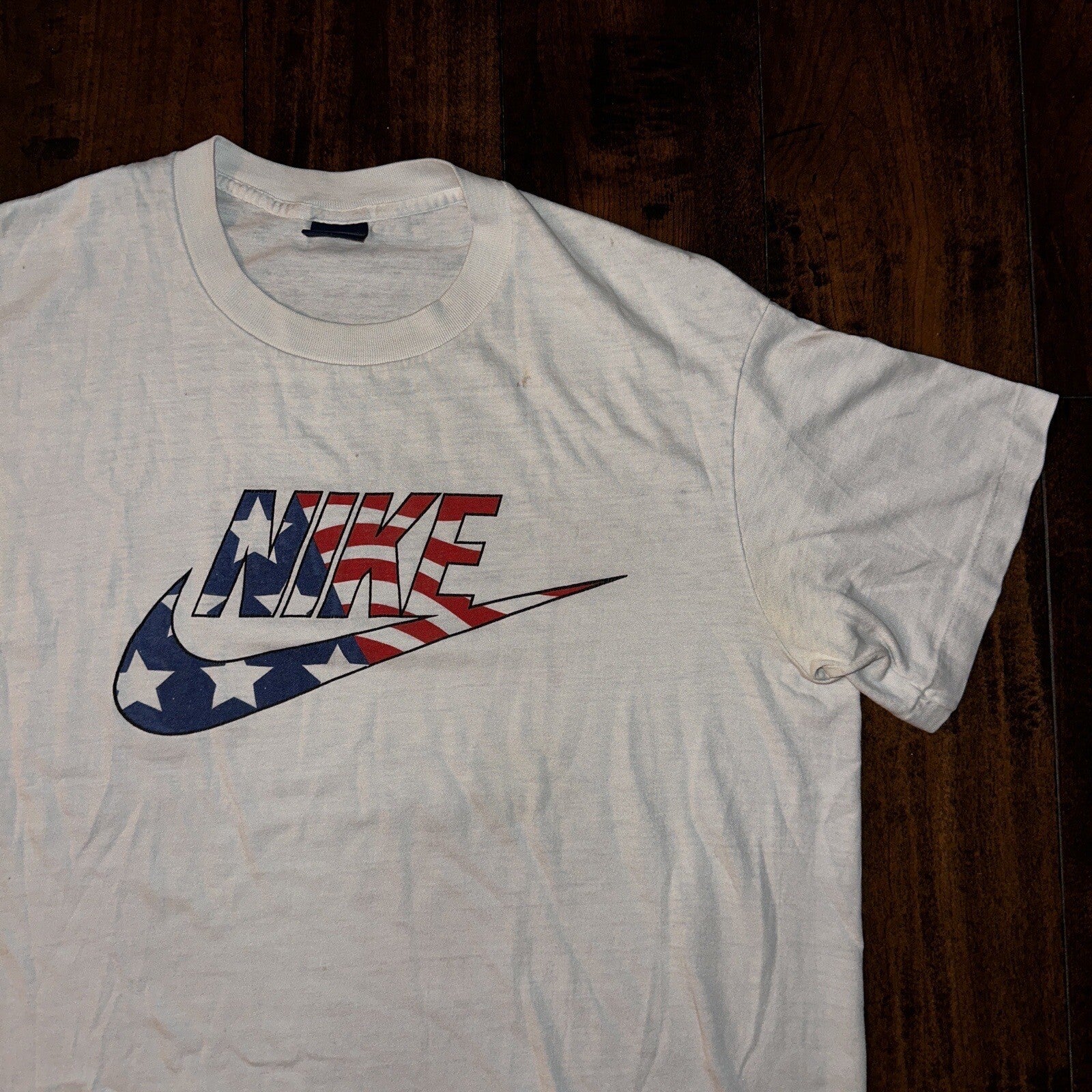 Nike Vintage RARE T Shirt Mens L Blue Tag 80s USA Flag City Series America