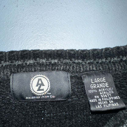 VTG Arizona Sweater Mens L Black Fleece Knit Pullover 2000s Streetwear Y2K Red
