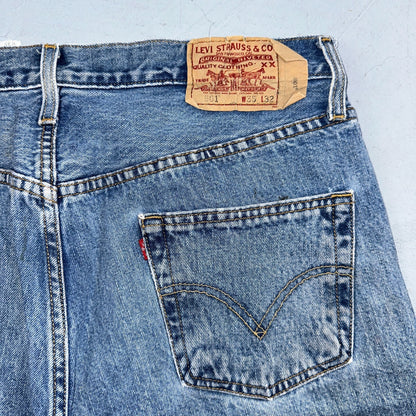 Levis 501 Vintage 90s Y2K Straight Leg Jeans Blue Light Wash 35x32 Act 34x31