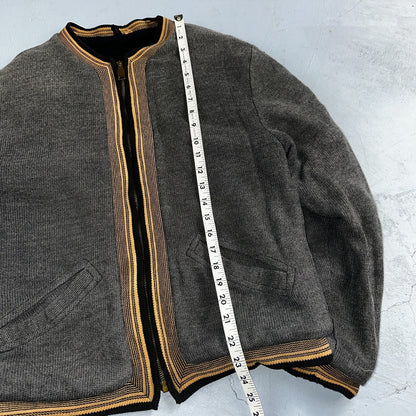 VTG 40s Wool Lined Men Zipper Jacket Sweater Salt Pepper Gray 1940s Rockabilly