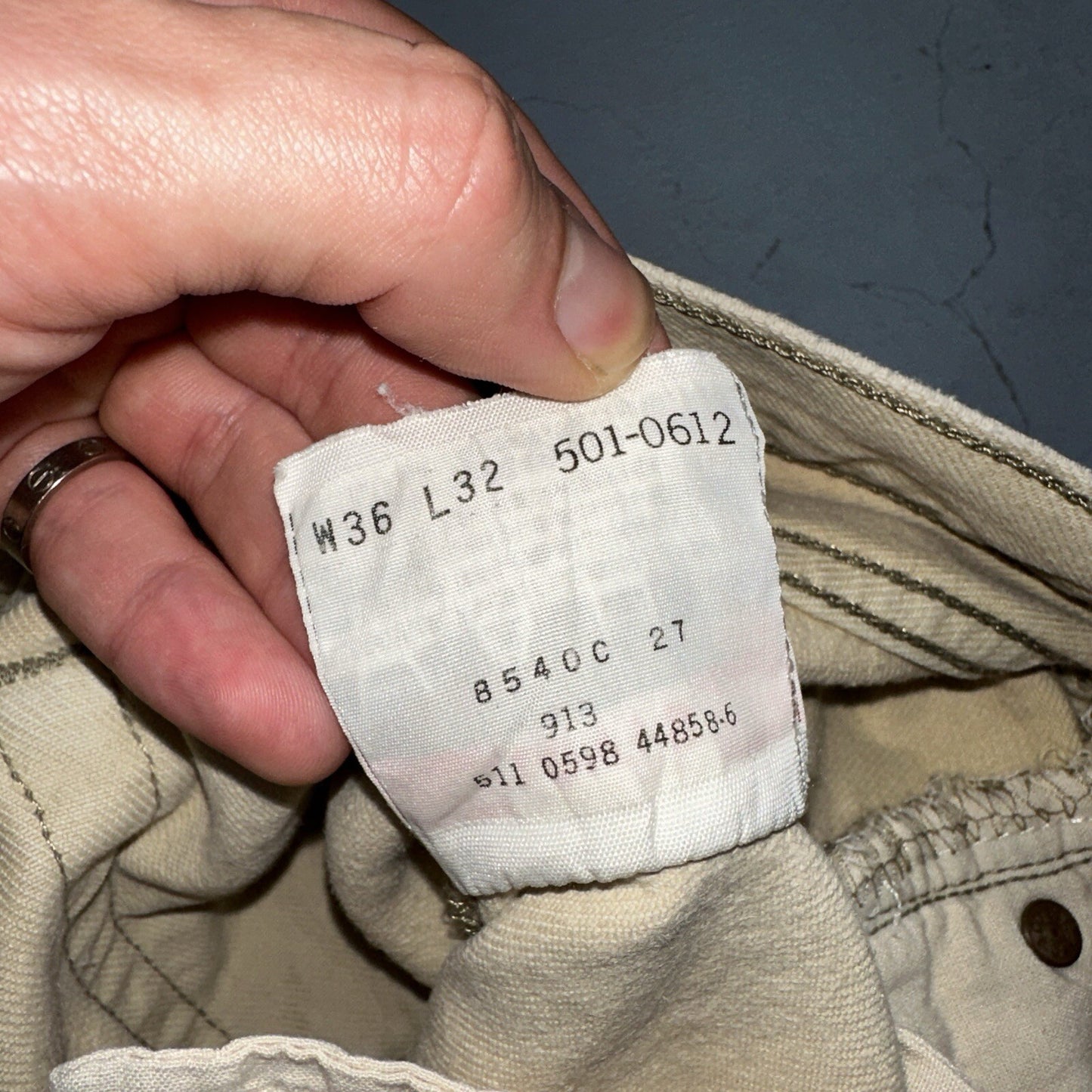 Levis 501 Vintage 90s USA XX Straight Leg Jeans Yellow Khaki 36x32 Act 34x31