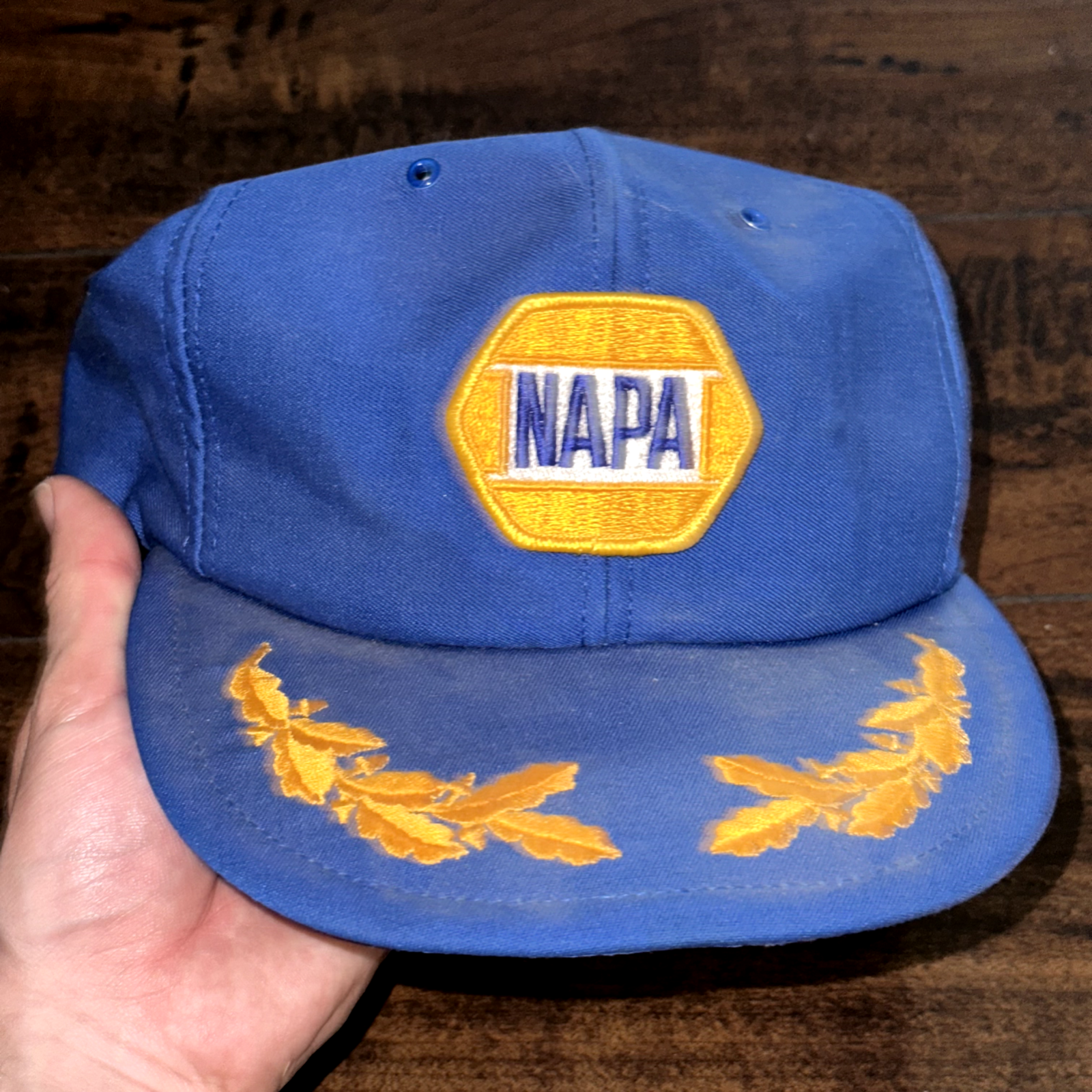 Napa Vintage Hat Cap Snapback Oak Leaves Blue 80s 90s Racing Car Parts Sports