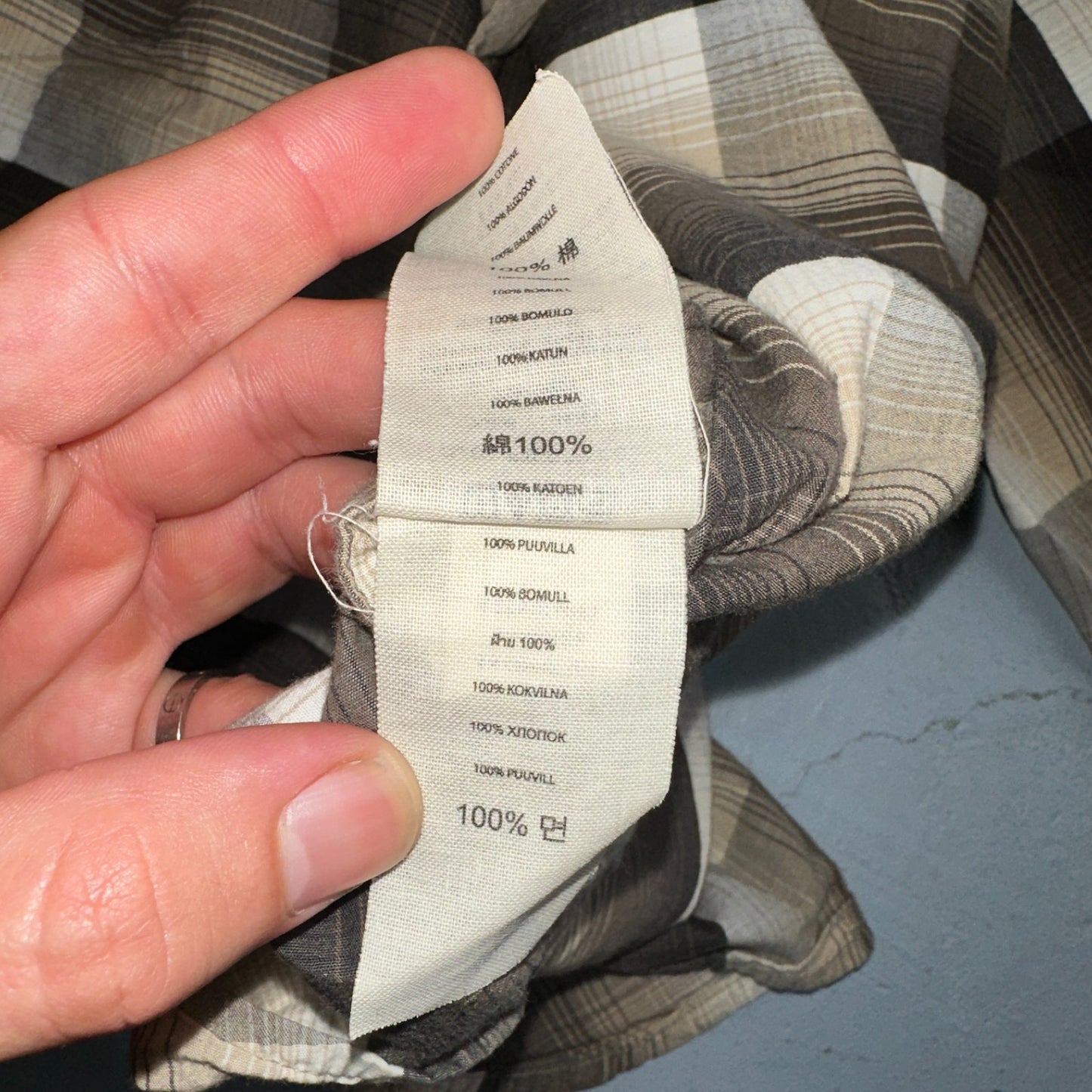 Filson Washed Feather Cloth Button Shirt Small Light White Grey Charcoal Ivory