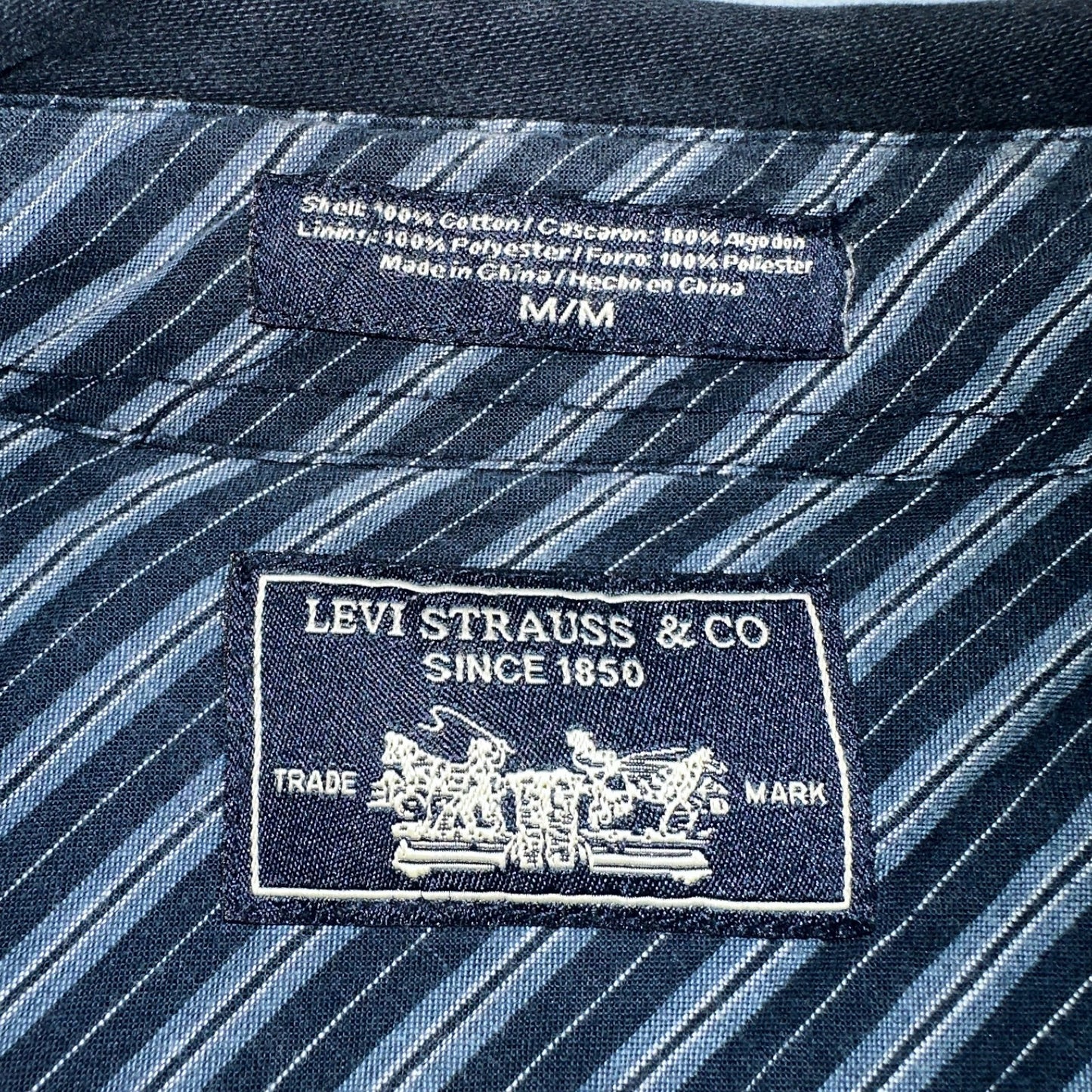 Levis Button Up Shirt Mens M Blue Flannel Long Sleeve Heavyweight Cotton Shacket