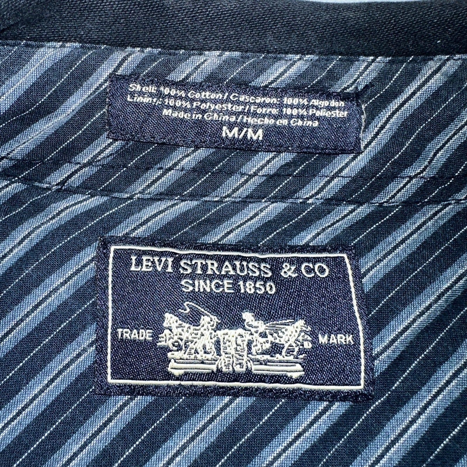 Levis Button Up Shirt Mens M Blue Flannel Long Sleeve Heavyweight Cotton Shacket