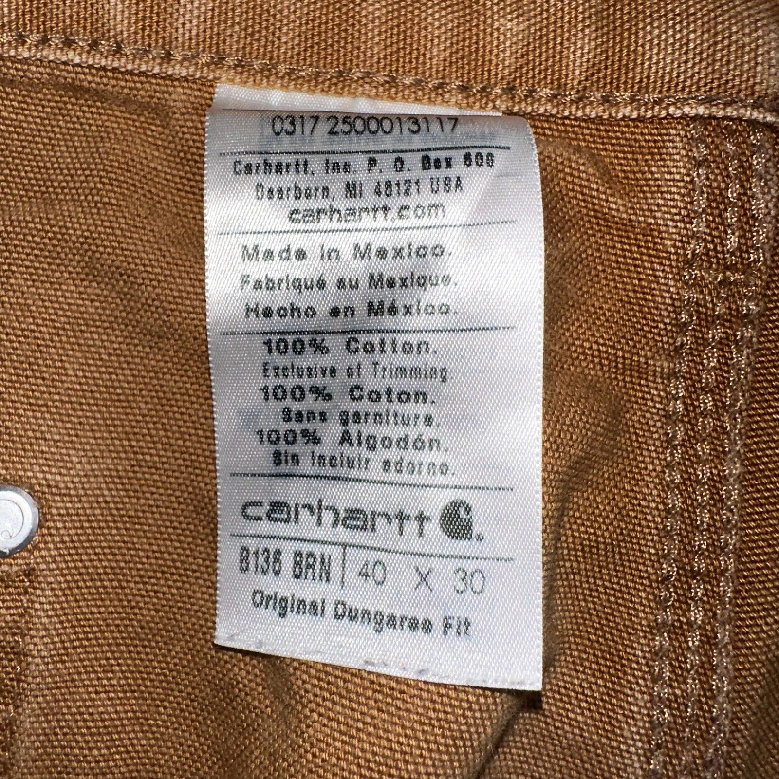 Carhartt VTG Double Knee Carpenter Pants Y2K B01 B136 BRN Brown 40x30 Act 39x29