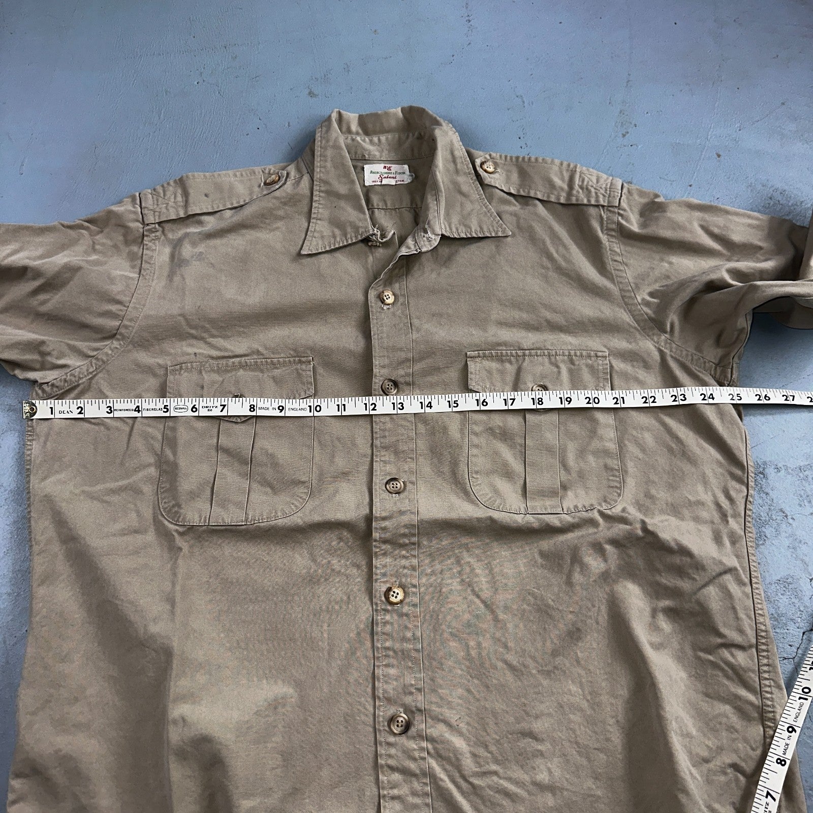 Vintage Abercrombie & Fitch Shirt Mens XL Safari 50s 60s Combed Cotton Hiking