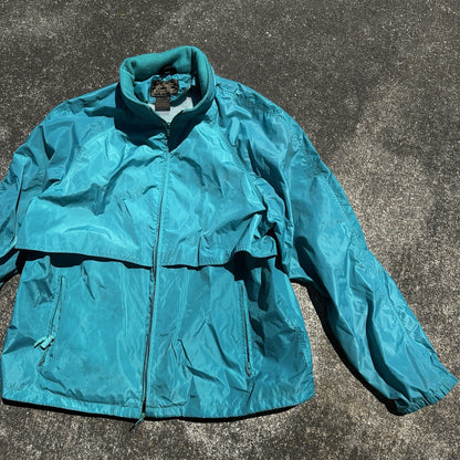 Eddie Bauer XL Blue Rain Jacket Mens Full Zip Outdoor Hike Vintage 1990s 90s