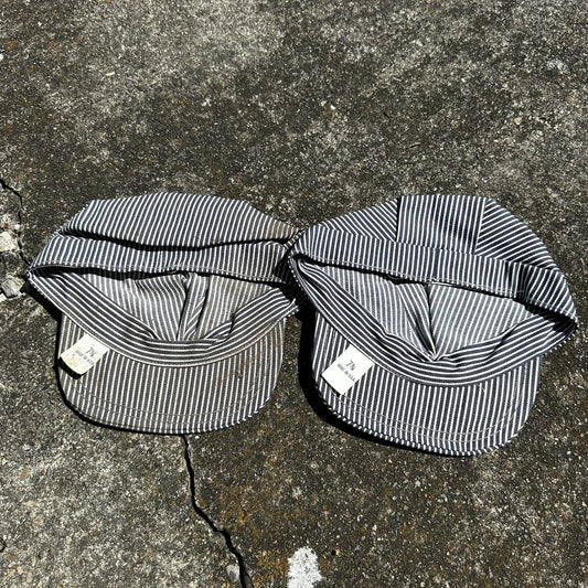 Railroad Engineer Striped Conductor Hat Cap Blue White Trucker 7 3/8 Rockabilly