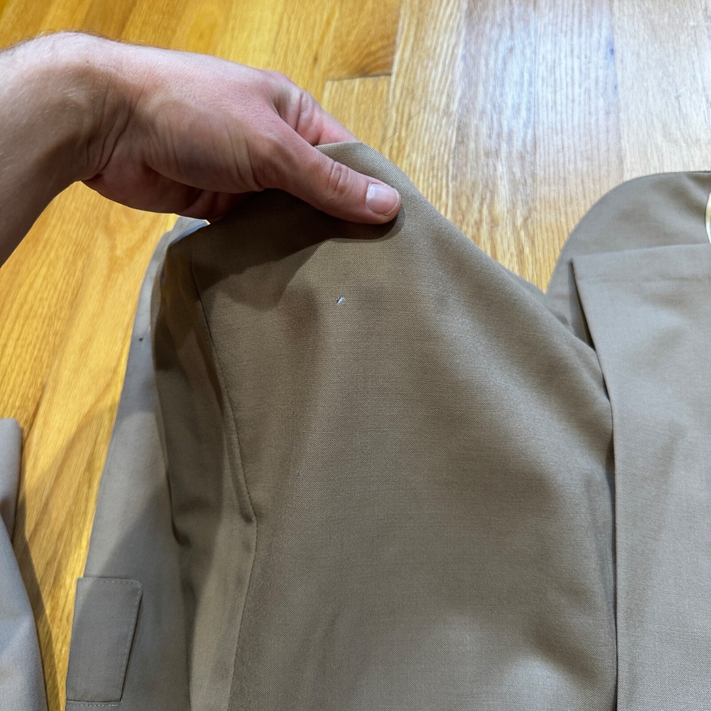 1960s Beige Sport Jacket VTG Mens Suit 44 36x29 Rockabilly Solid Tan Pants 60s