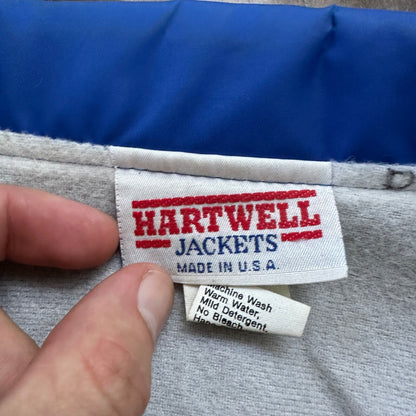 Ford V8 VTG 90s Hartwell Satin Coaches Jacket Lined Windbreaker Size Small Blue
