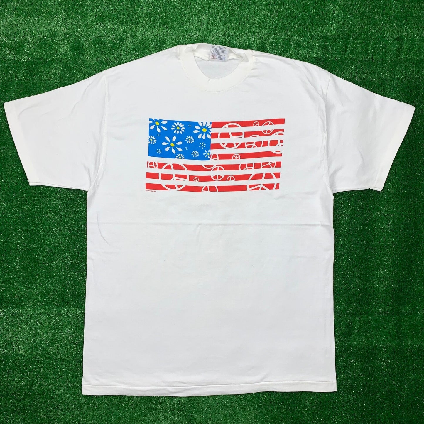 USA Hippie Flag Vintage T Shirt 90s One Love Music Rap Nirvana Peace Oregon