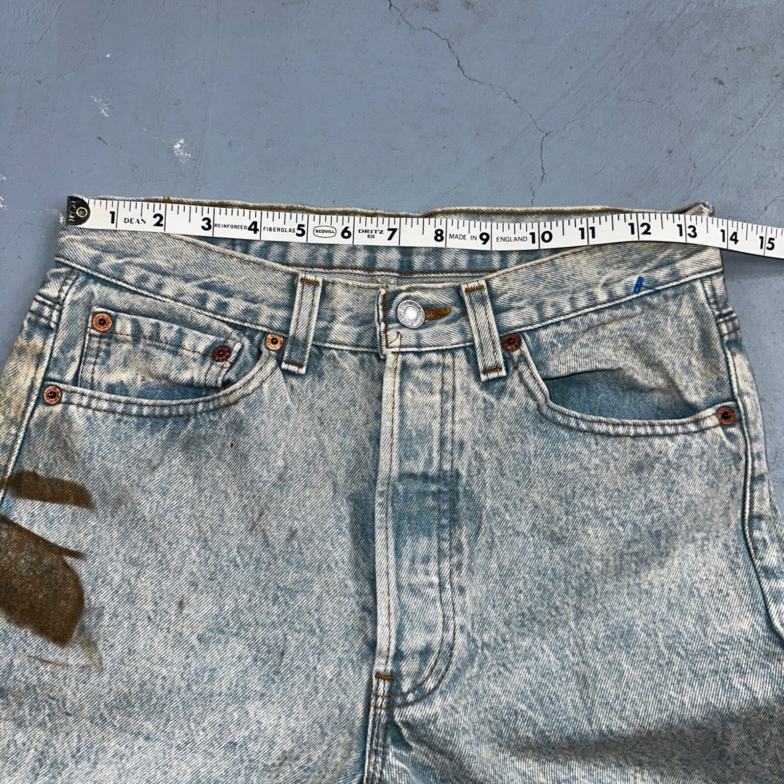 Levis 501 Vintage 90s USA XX Straight Leg Jeans Blue Light Wash 30x34 Act 27x34