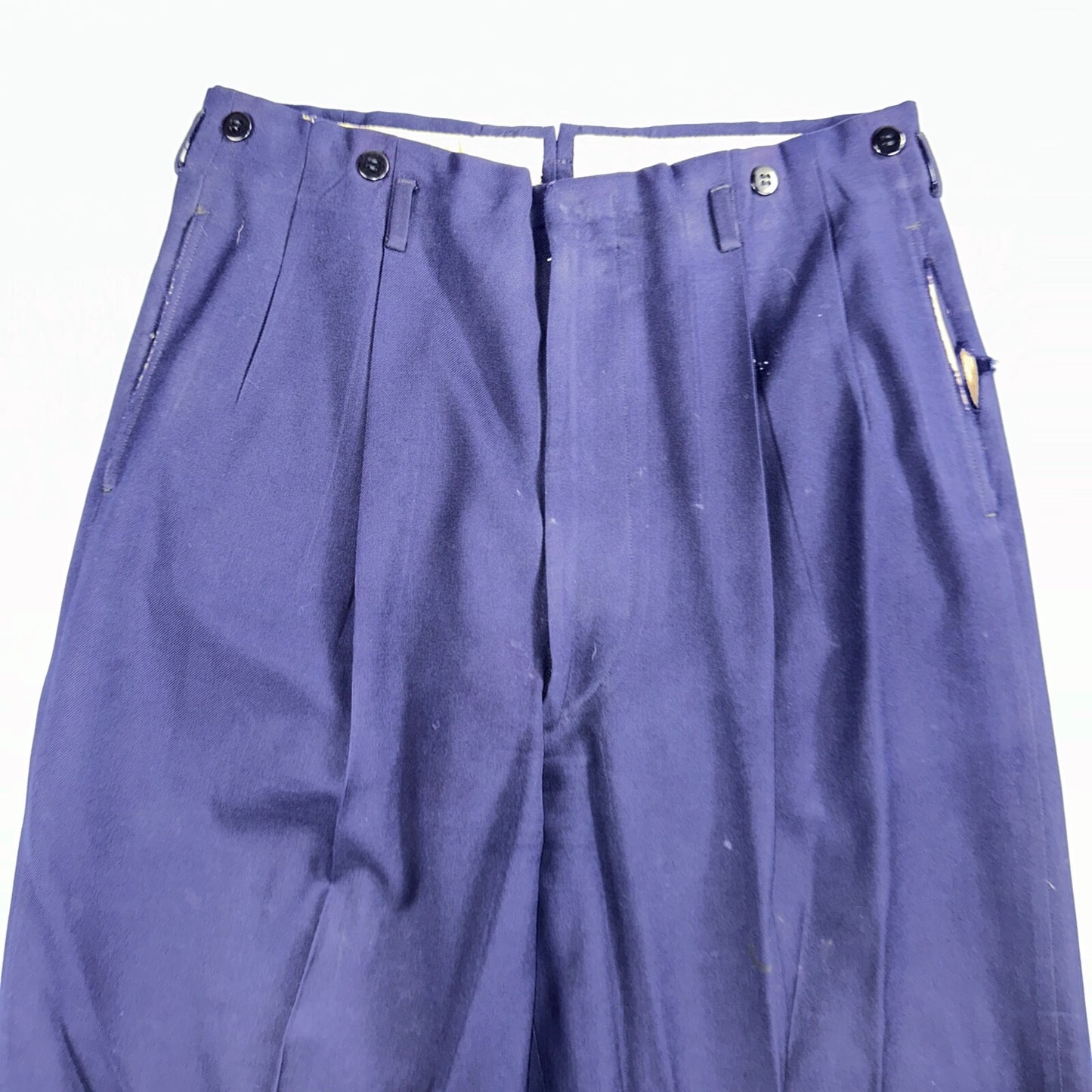 VTG Mens 2 PC Suit 42 Jacket Coat Pants Blue Rockabilly 1950s Thrashed Ripped